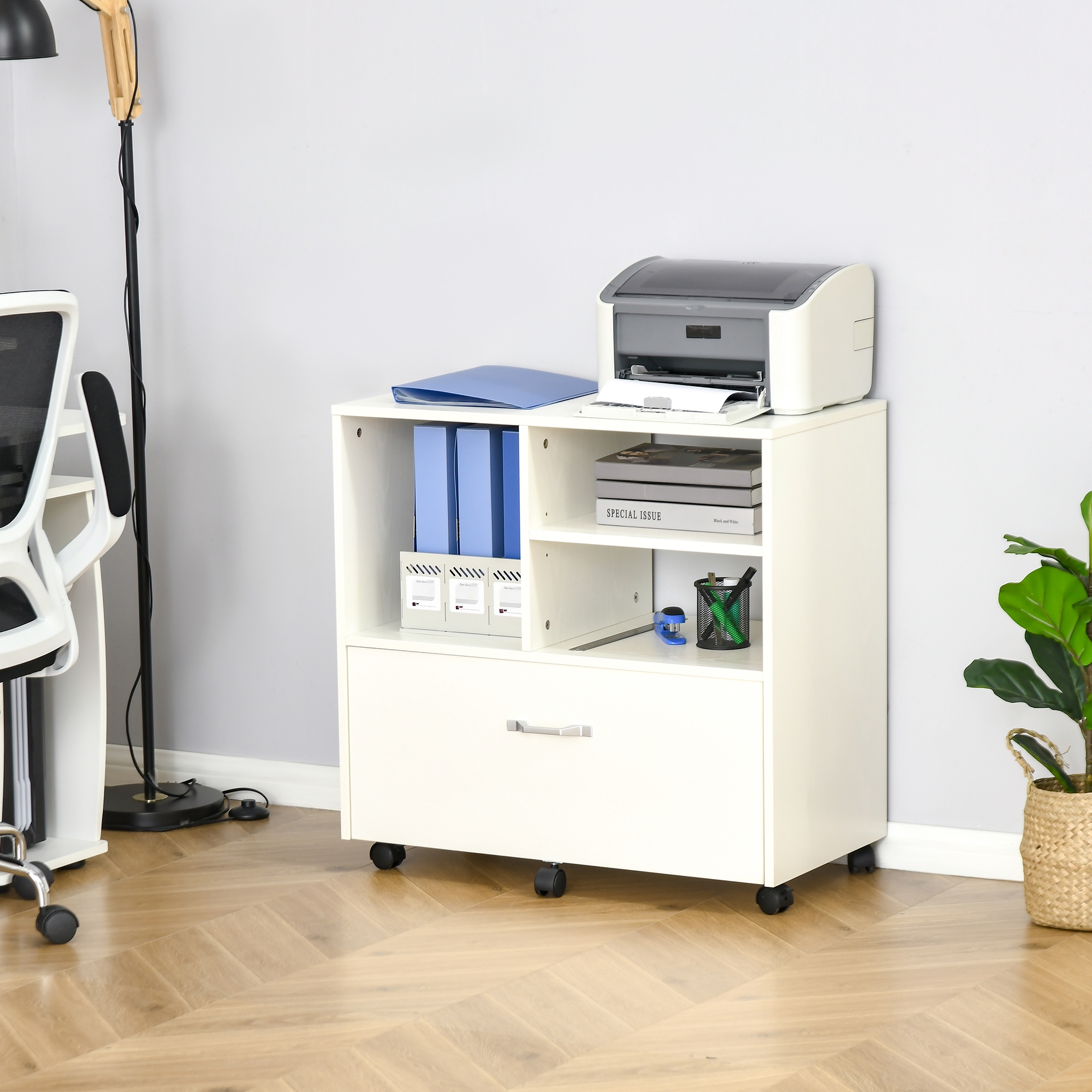 White printer stand with file drawer hot sale