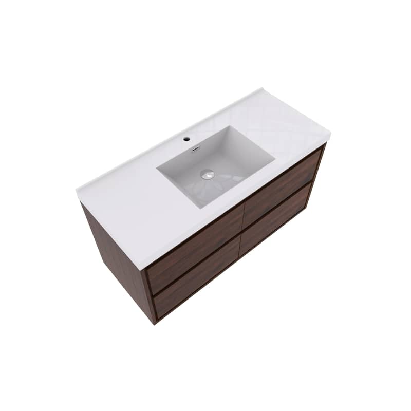 Sage 48" wall mounted bathroom vanity with single basin acrylic top