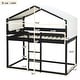 preview thumbnail 31 of 34, Twin Over Twin House Bunk Bed with Tent, Solid Wood Double Bedframe