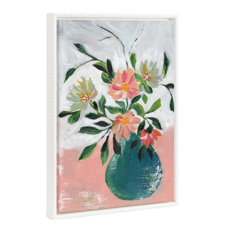 Kate and Laurel Sylvie Beaded Wild Blooms Canvas by Nikita Jariwala - 18x24