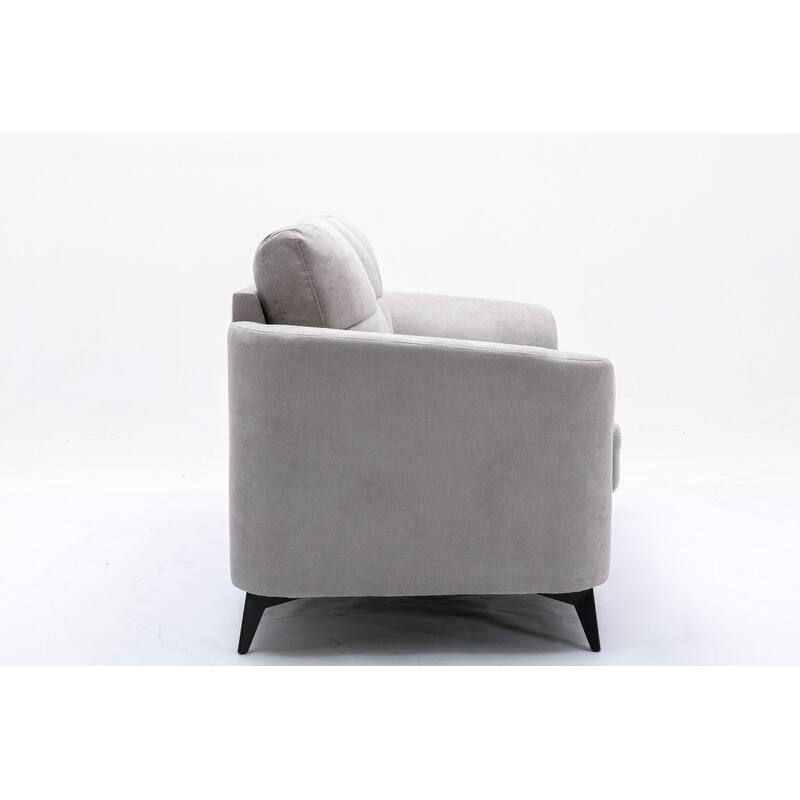 Woven Fabric Loveseat Sofa, Couch Settee with Tufted Cushions, 2 Seater Sofa with Pocket Coil Seating and Metal Legs