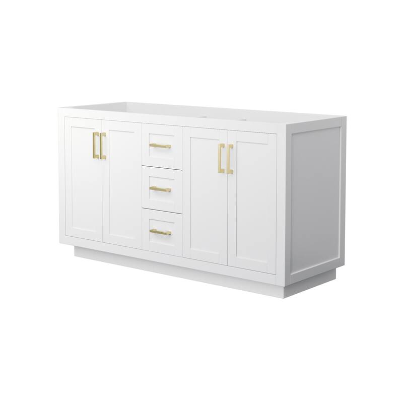 Wyndham Collection Miranda 60" Double Free Standing Vanity Cabinet - White / Brushed Gold Hardware