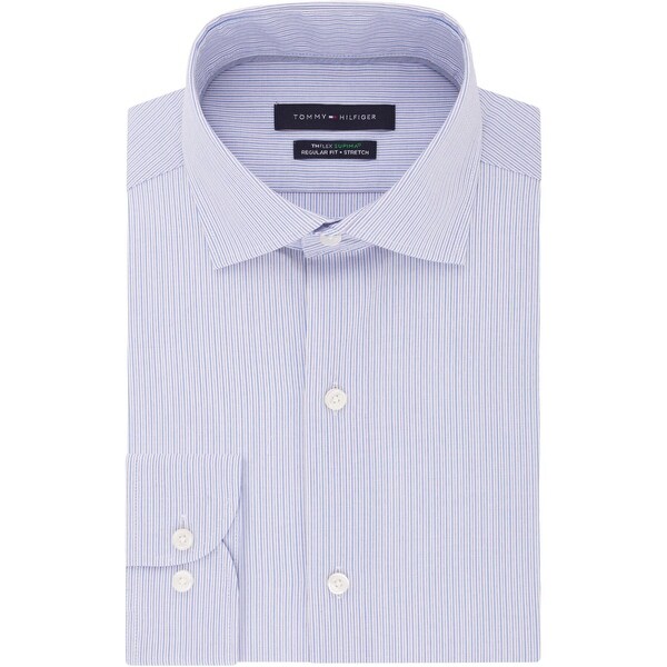 Tommy Hilfiger Mens Big & Tall Dress Shirt Tall Fit Striped - Multi Blue. Opens flyout.