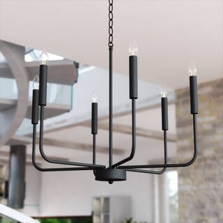 Beldon 6 Light Black Contemporary Chandelier Candelabra - 26-in W x 23.75-in H x 26-in D