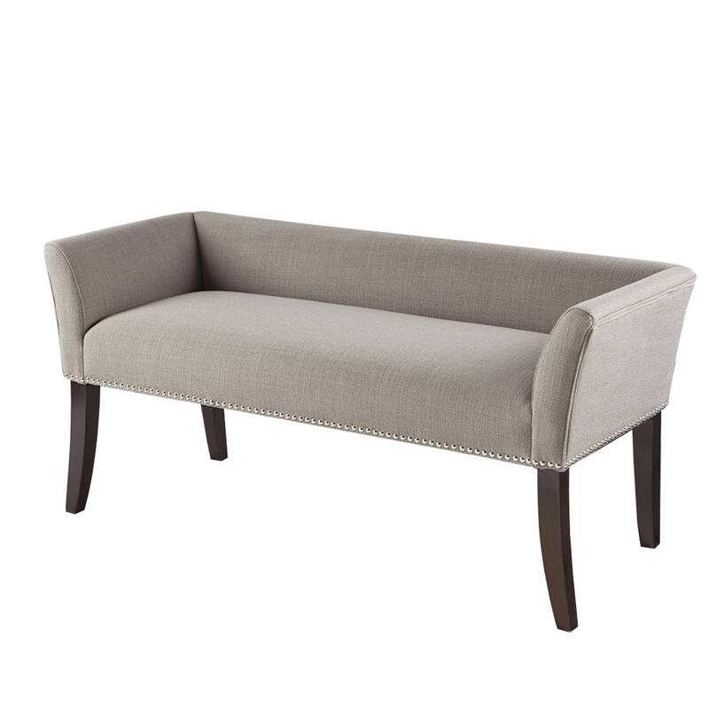 Roomfitters 49.5-Inch Upholstered Accent Bench, Morocco Wood Finish with Silver Nailhead Trim
