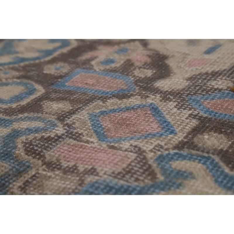 Geometric Beige Tabriz Persian Rug Hand-Knotted Wool Carpet - 8'1"x 10'8"