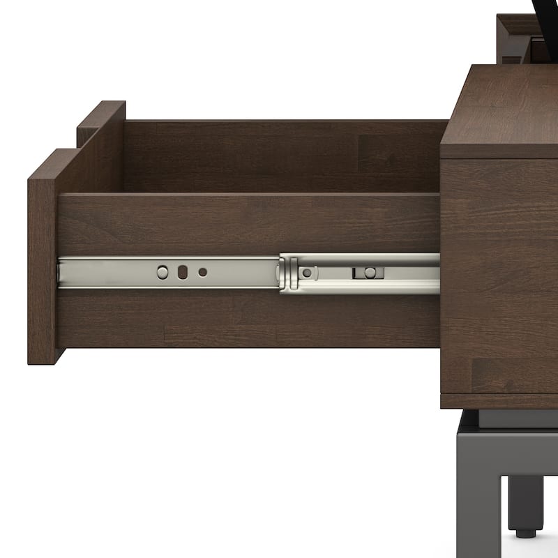 WYNDENHALL Devlin SOLID HARDWOOD 48 inch Wide Rectangle Modern Industrial Lift Top Coffee Table in Walnut Brown
