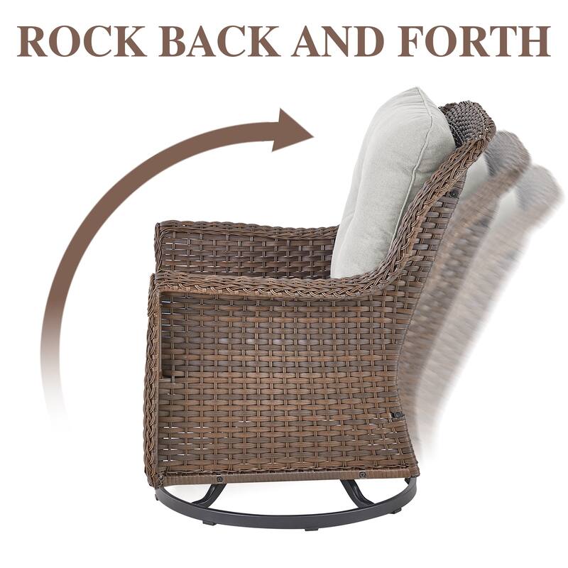 2 Piece Outdoor Swivel Chairs with Cushion