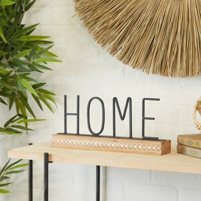 Black Wood Transitional Decorative Sign - 16 x 3 x 7