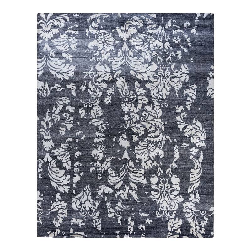Modern One-of-a-Kind Hand-Knotted Area Rug - Black, 8' 2" x 10' 1" - 8' 2" x 10' 1"