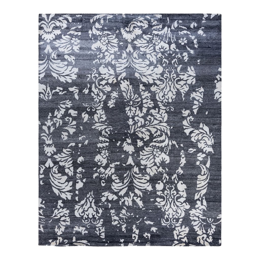 Modern One-of-a-Kind Hand-Knotted Area Rug - Black, 8' 2" x 10' 1" - 8' 2" x 10' 1"