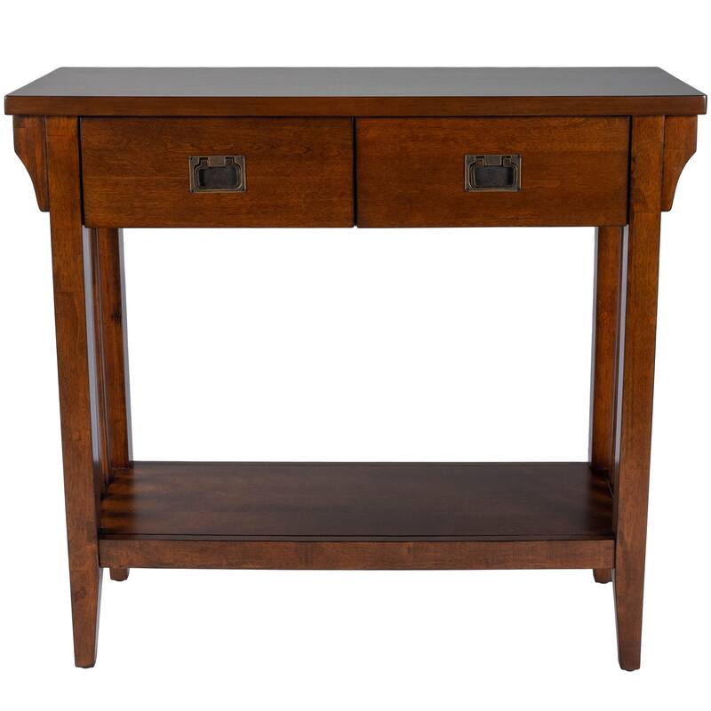 Larina 36 in. W Rectangular Wood 2-Drawer Console Table with Lower Open Shelf