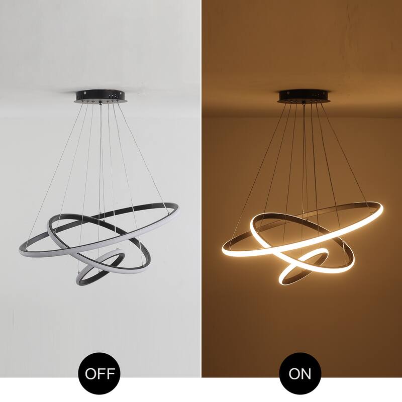 LED Tiered Linear Design Pendant Light, Classic Semi Flush Mount Chandelier for Dining Room Living Room Bedroom Kitchen - 1