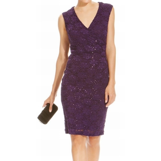 connected apparel purple dress
