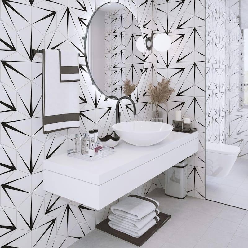 Merola Tile Trident Hex Blanco 8-5/8" x 9-7/8" Porcelain Floor and Wall Tile