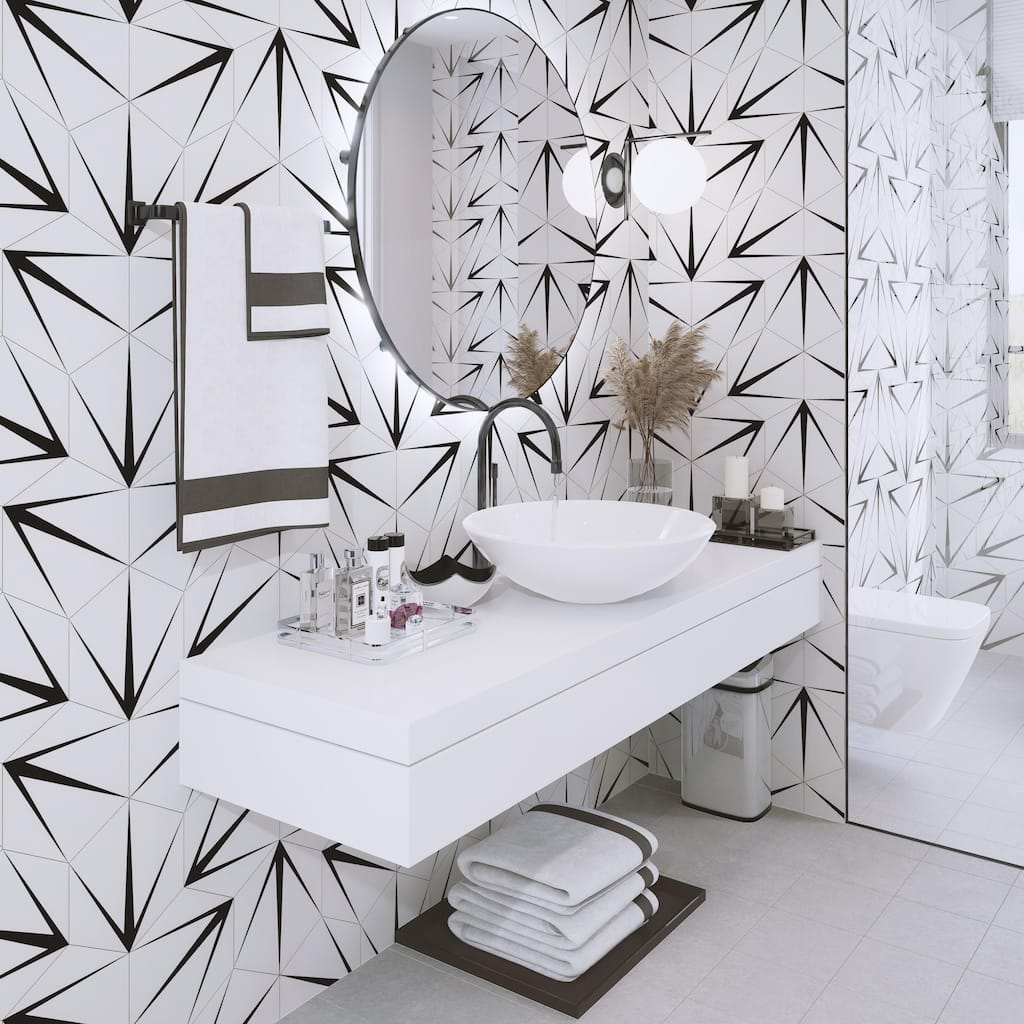 Merola Tile Trident Hex Blanco 8-5/8" x 9-7/8" Porcelain Floor and Wall Tile