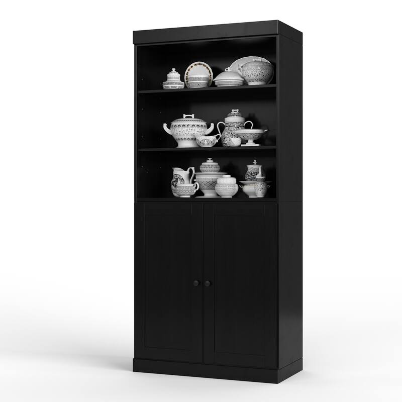 Palace Imports 100% Solid Wood 32" Pantry Cabinet with Shaker Doors, 2-Drawers and Adjustable Shelves