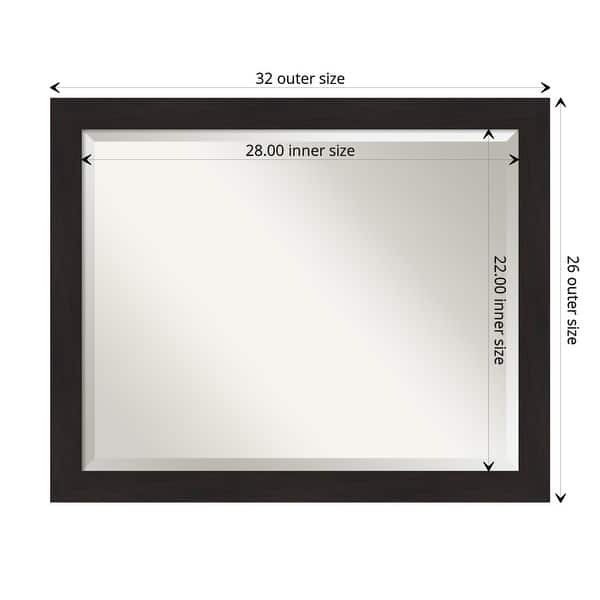 dimension image slide 4 of 6, Beveled Bathroom Wall Mirror - Furniture Espresso Narrow Frame