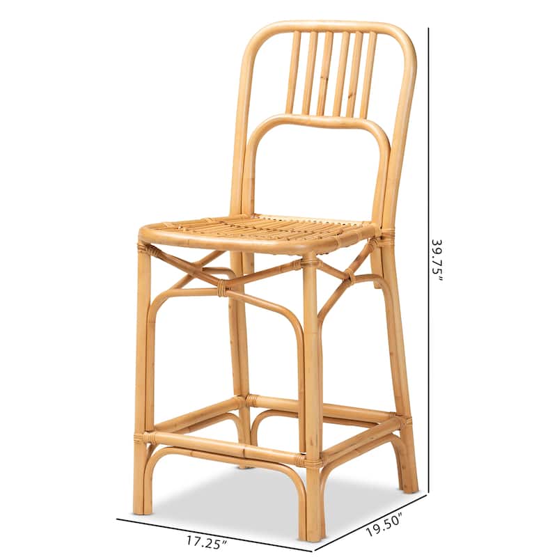 Ivora Modern Bohemian Natural Brown Rattan Counter Stool