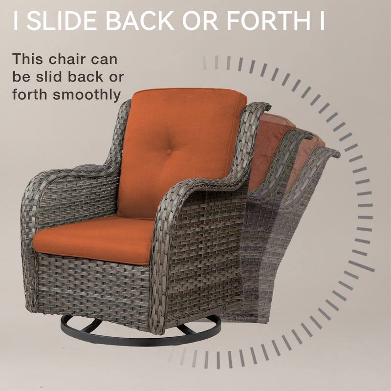 Cozywor 3-Piece Wicker Patio Swivel Outdoor Rocking Chair Set