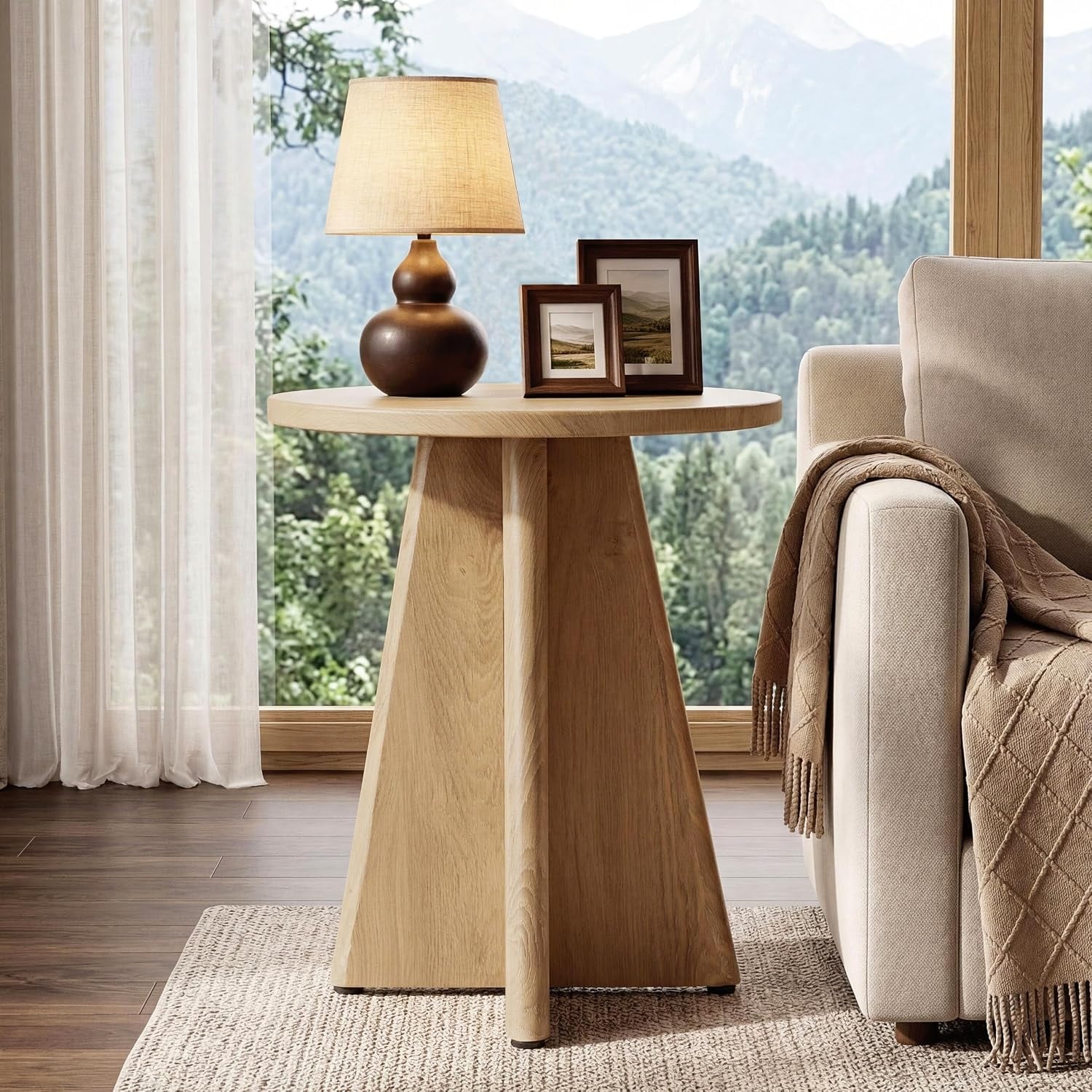 20-Inch Round End Table, Modern Farmhouse Side Table