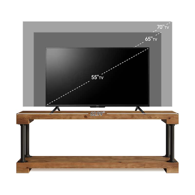 63" Solid Wood TV Stand Entertainment Center Media Console Table