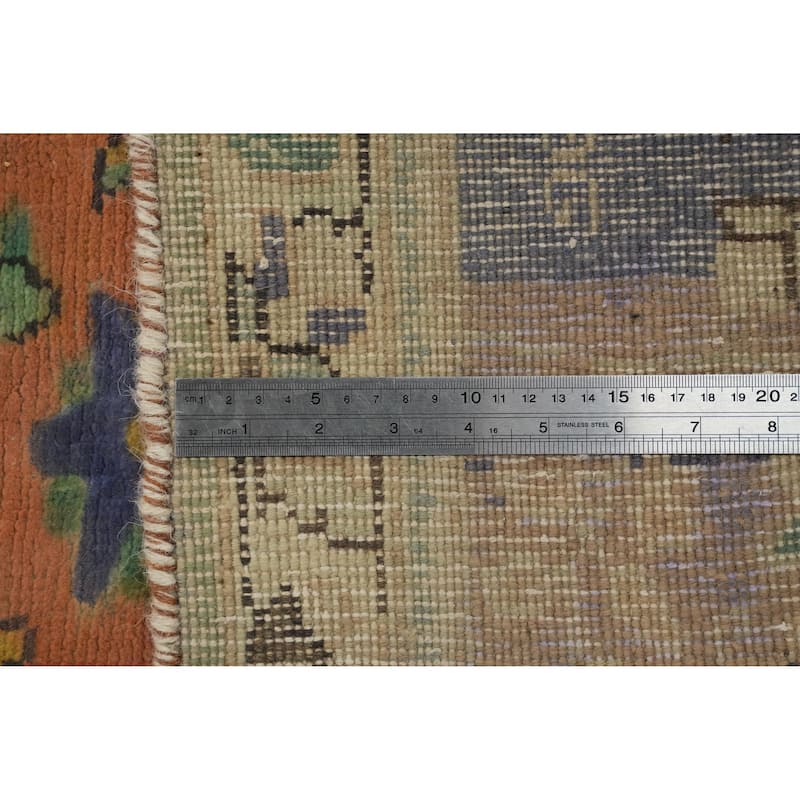 Hand Knotted Oriental 100% Wool Carpet Traditional Floral Oranges & Rust Tabriz Area Rug - 10' 9'' X 7' 8''