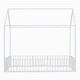 preview thumbnail 37 of 49, Metal House Bed with Fence, Roof, and Door for Kids
