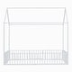 preview thumbnail 12 of 12, White Twin Size Metal House Bed with Fence, Roof and Door for Kids, Boys and Girls, Bedroom