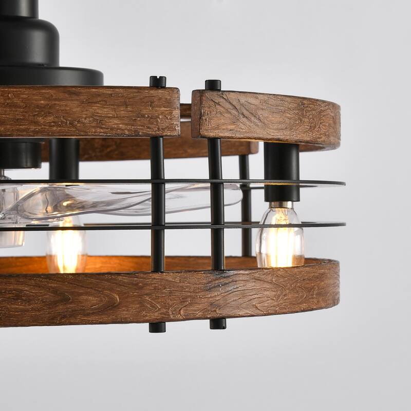 20 Inch 7-Blade Caged Ceiling Fan with Light and Remote