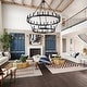 preview thumbnail 5 of 30, Large Black Wagon Wheel Chandelier Farmhouse Pendant Light Fixture