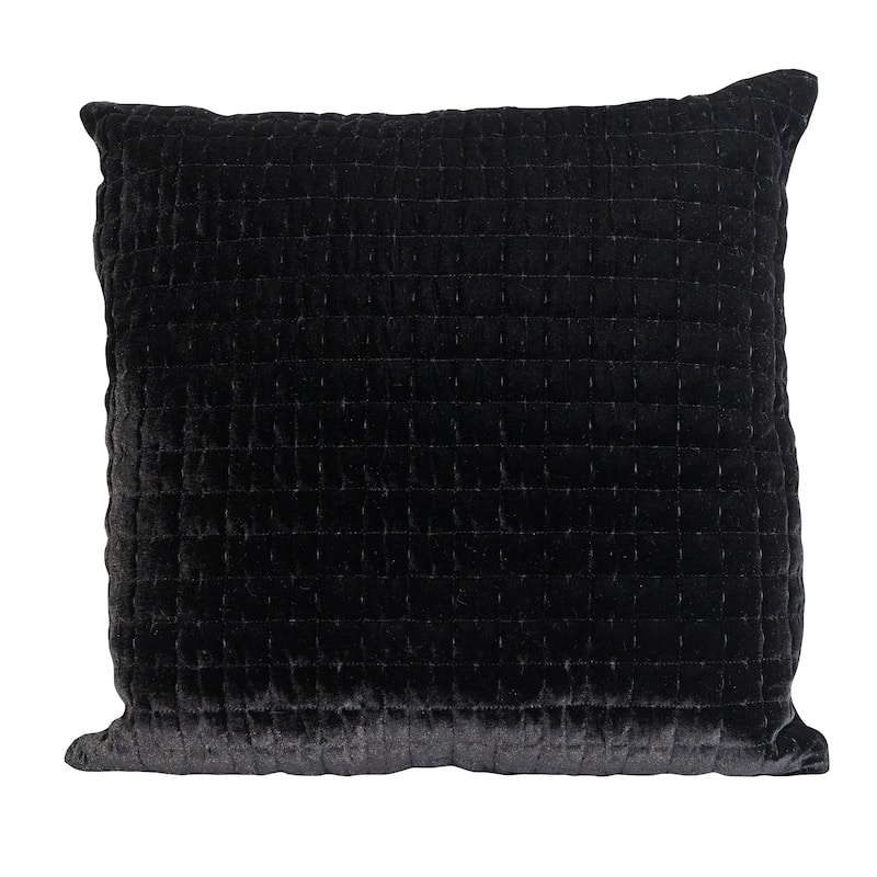 Layla Quilted Velvet Accent Pillow Cushion 18x18 Grey - Black