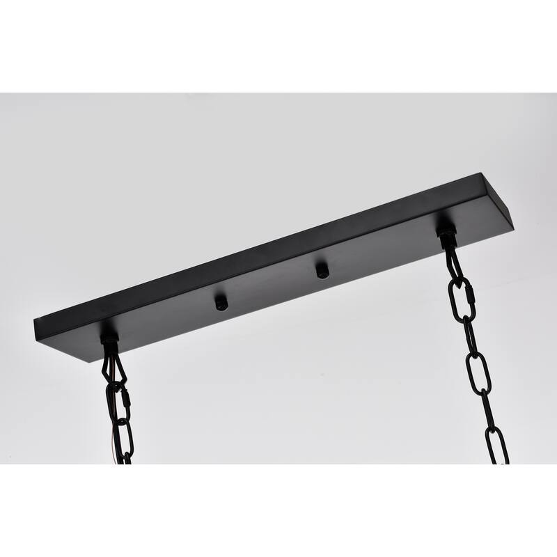 Jayce Matte Black 6-Light Metal Linear Chandelier