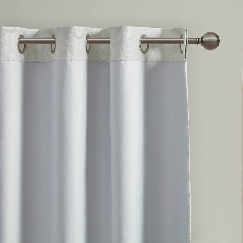 Knitted Jacquard Paisley Total Blackout Grommet Top Curtain Panel(Only 1 Pc Panel)