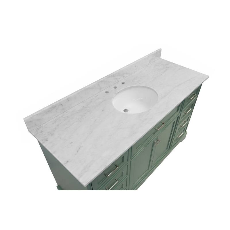 KitchenBathCollection Aria 60" Single Bathroom Vanity with Carrara Marble Top