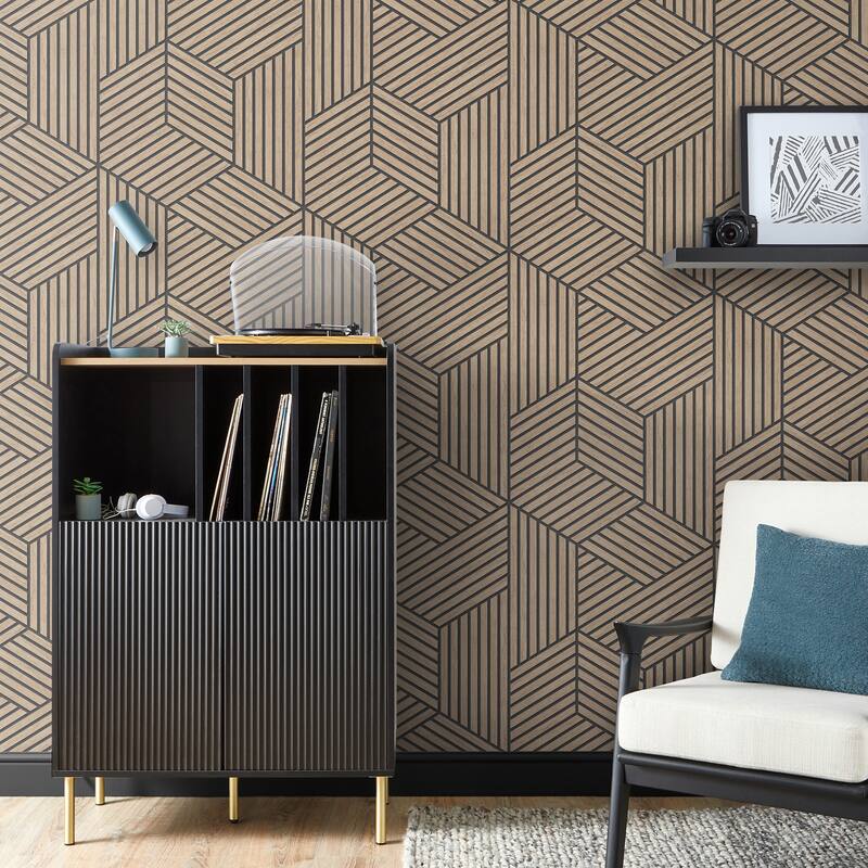 Fine Decor Gerrit Light Brown Geometric Panel Wallpaper