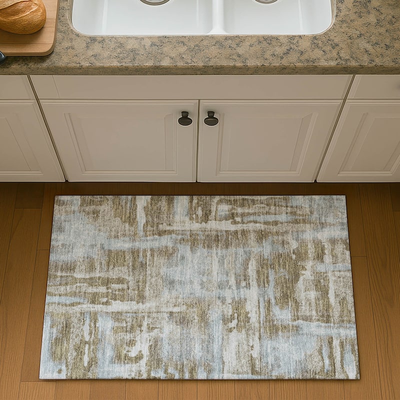 Premium Washable Super Soft Modern Glam Mayfield Rug - Brown - 1'8" x 2'6"