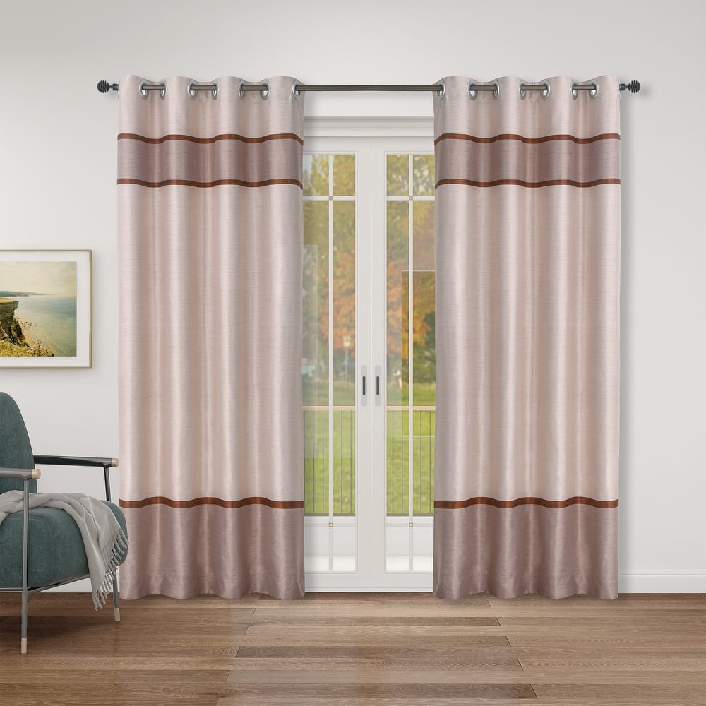 Glow's Avenue Striped Curtain Panel Polyester - Set of 2