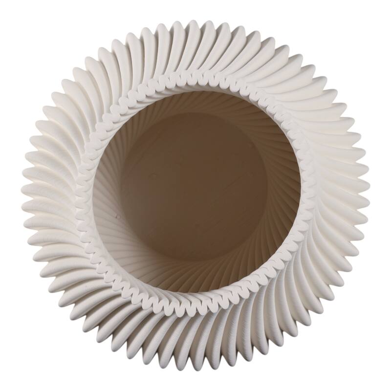 Porcelain Vase with Ribbed Contemporary Design and Curved Silhouette