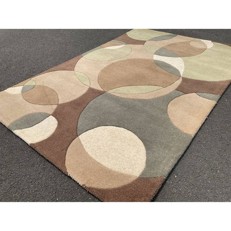 HERAT ORIENTAL Handmade Tibetan Modern Circles Wool Rug (4x6)(5x8)(8x10)
