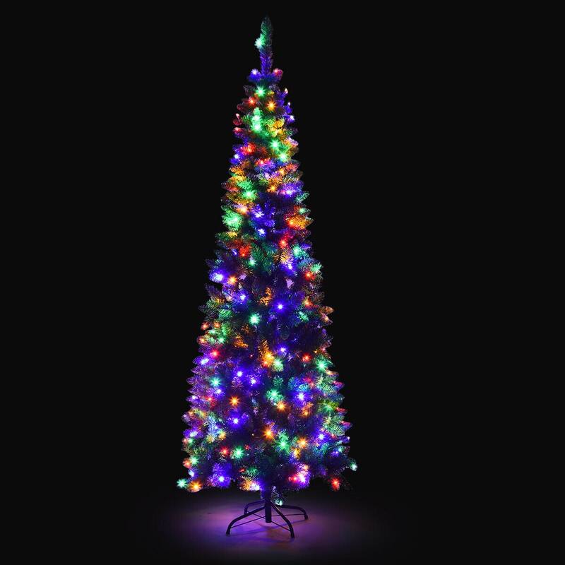 Slim Prelit Christmas Tree with LED Lights Ideal for Narrow Spaces