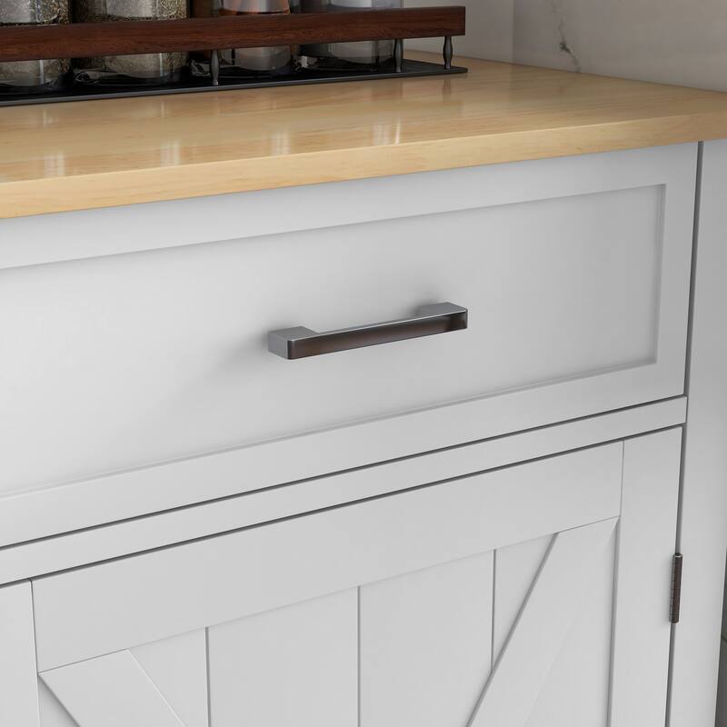 HOMCOM Rolling Kitchen Island with Drop Leaf Wood Breakfast Bar, Farmhouse Kitchen Cart with 2 Drawers, White