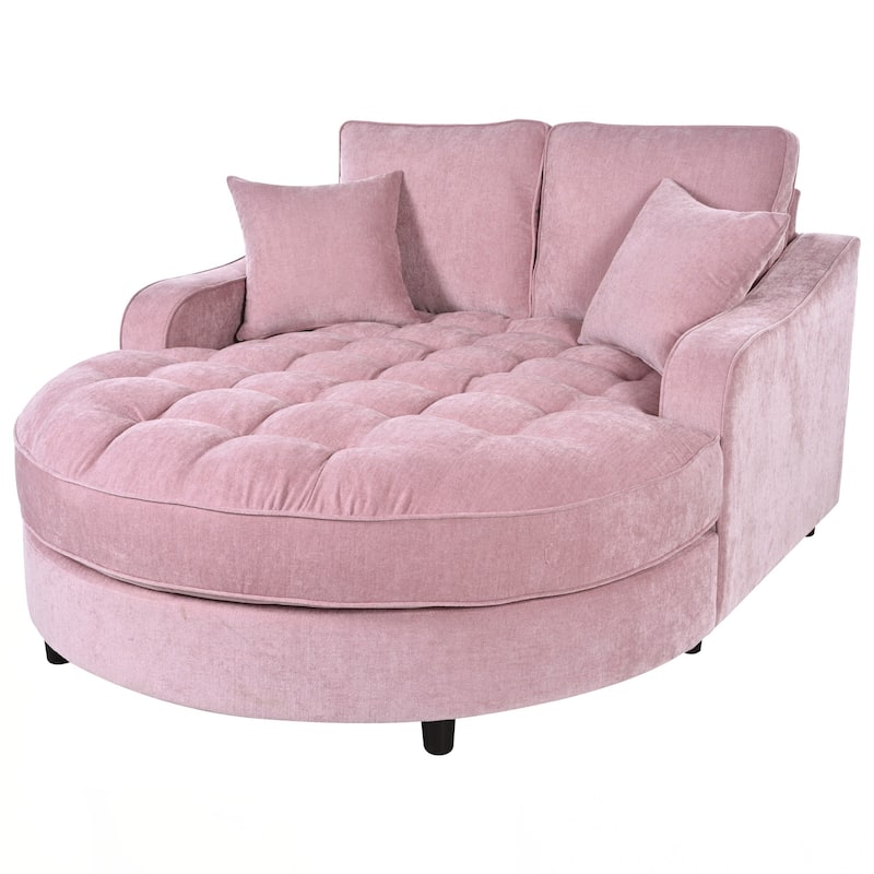 55" Modern Chaise Lounge Sofa Bed Upholstered Sofa Couch with Seat and Detachable Pillows for Living Room