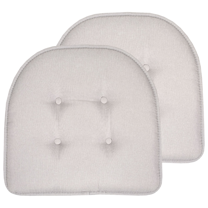 Sweet Home Collection Solid Color U-Shaped Memory Foam Chair Cushions - 16"x17" - Set of 2 - Light Gray