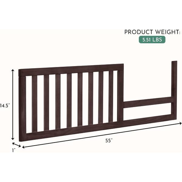 Evolur Atlas Toddler Rail in Roasted Chestnut, ASTM Standards Solid Hardwood, Safe, Sturdy, and Stylish