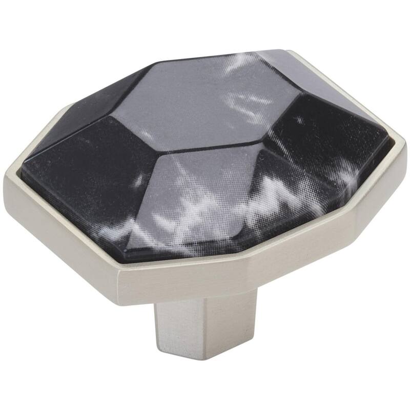 Amerock BP36638 Carrione 1-3/8" Geometric Cabinet Knob - Marble Black / Satin Nickel
