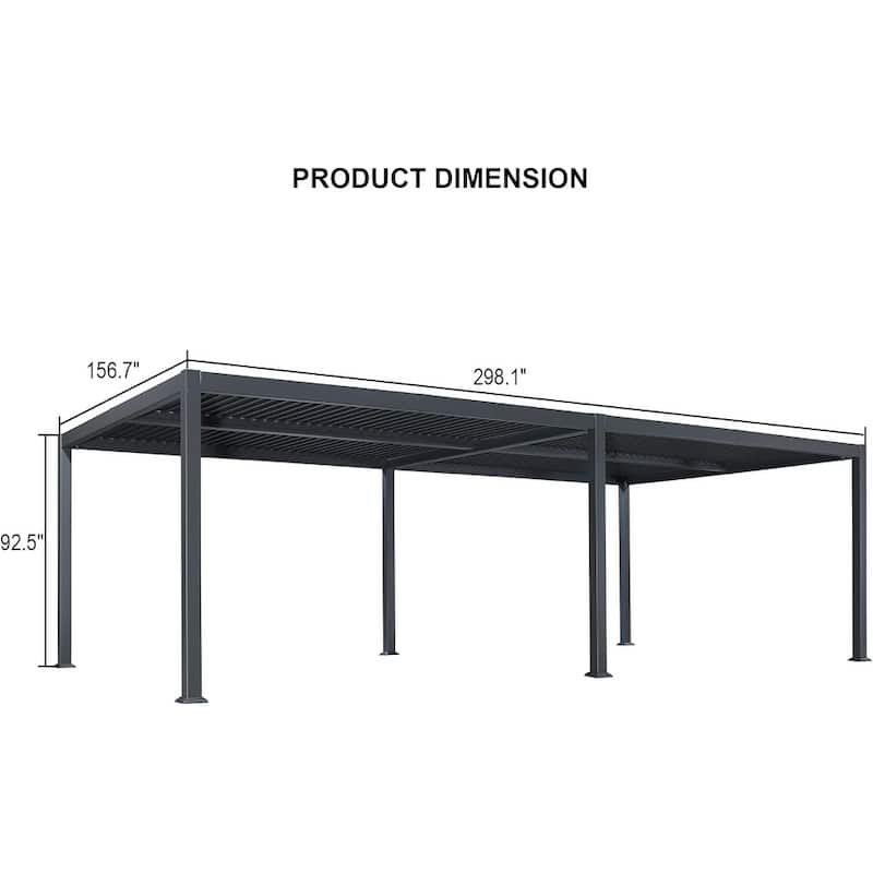 PURPLE LEAF Louvered Pergola Sun Shade Shelter with Adjustable Metal Roof for Patio Hardtop Pergola