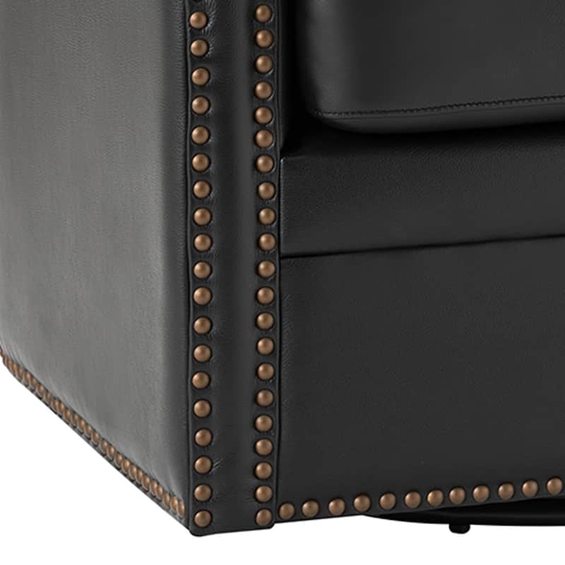 Pascual Classic Genuine Leather Swivel Chair With Nailhead Trim Arm Set of 2 by HULALA HOME