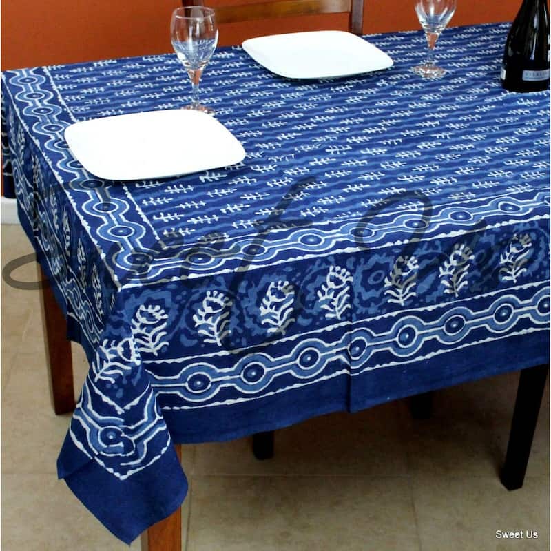 Cotton Hand Block Print Lavish Ornamental Tablecloth Rectangle