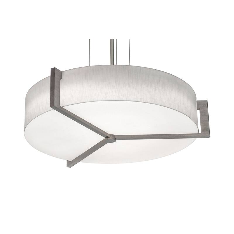 AFX APP2432MBWG Apex 3 Light 28" Wide Pendant - Satin Nickel / Linen White / Weathered Grey